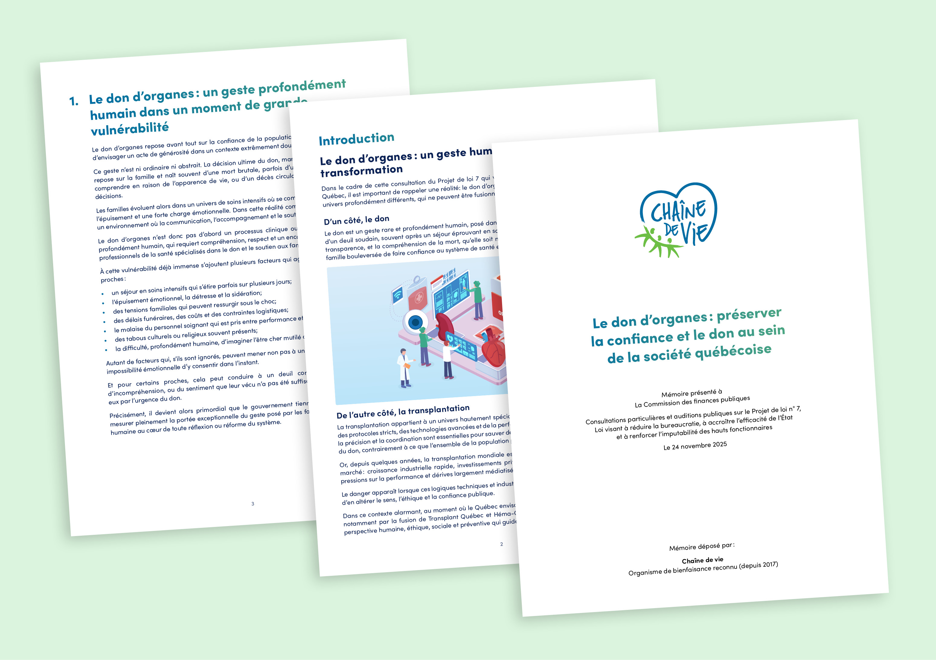 Mémoire — Le don d’organes : préserver la confiance et le don au sein de la société québécoise